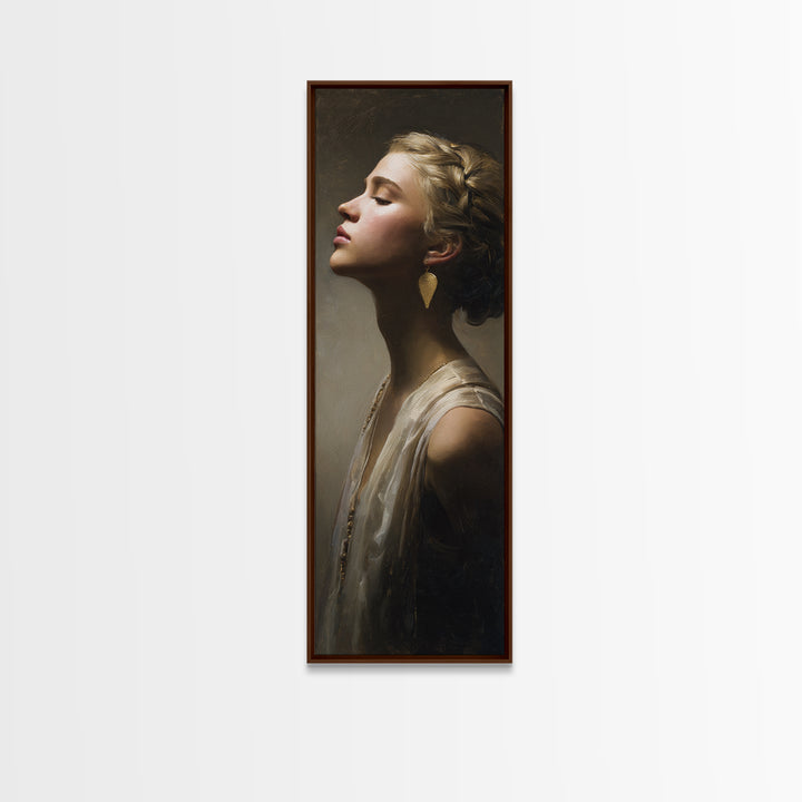 Minimal Female Profile Framed Canvas Print, Hair Salon Art, Black Owned Art, Living Room Decor, Abstract Art, Style, HSA-1x3-96