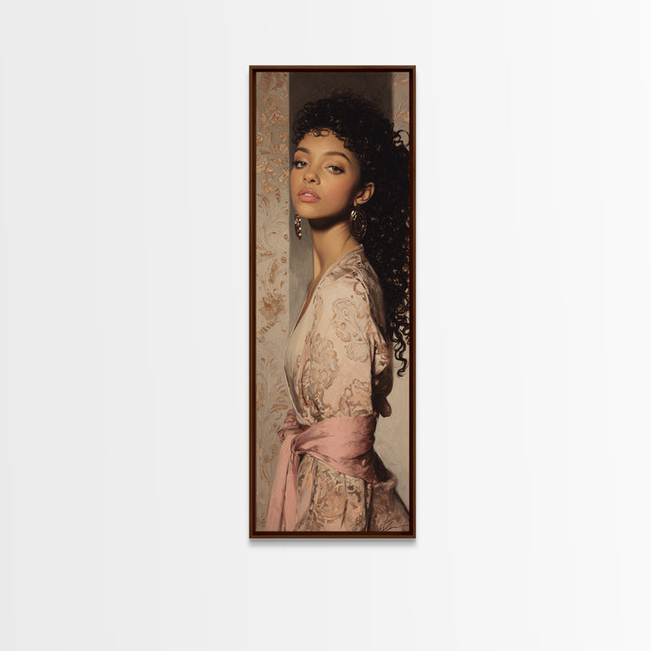 Curly Hair Portrait Canvas Print, Hair Salon Art, Hairdresser Gift, Living Room Decor, Fine Art, Style, Textured Painting, HSA-1x3-99