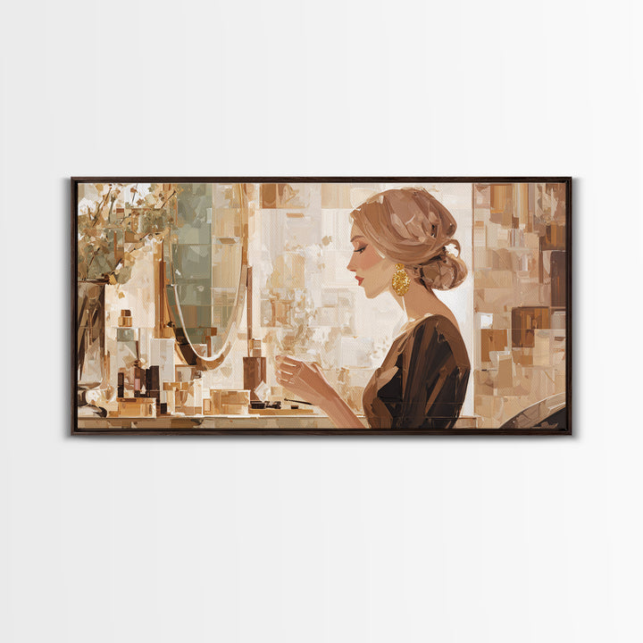 Minimal Female Profile Canvas Print, Hair Salon Art, Contemporary Art, Living Room Decor, Oil Painting, Style, Modern Art, HSA-2x1-32