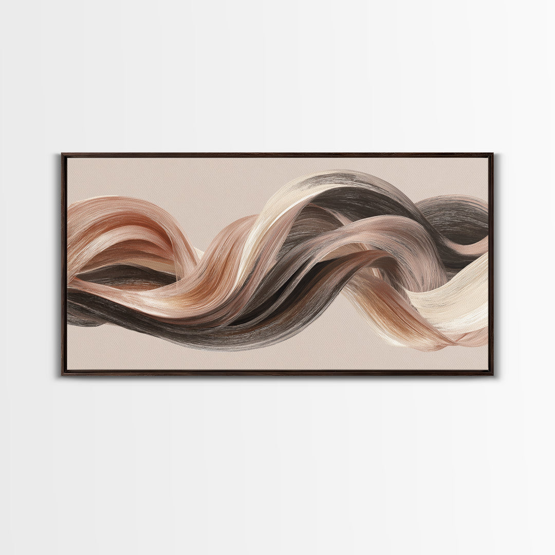 Abstract Hair Strands Forming Elegant Waves Canvas Print, Hair Salon Art, Modern Art, Living Room Decor, Abstract Art, Style, HSA-2x1-47