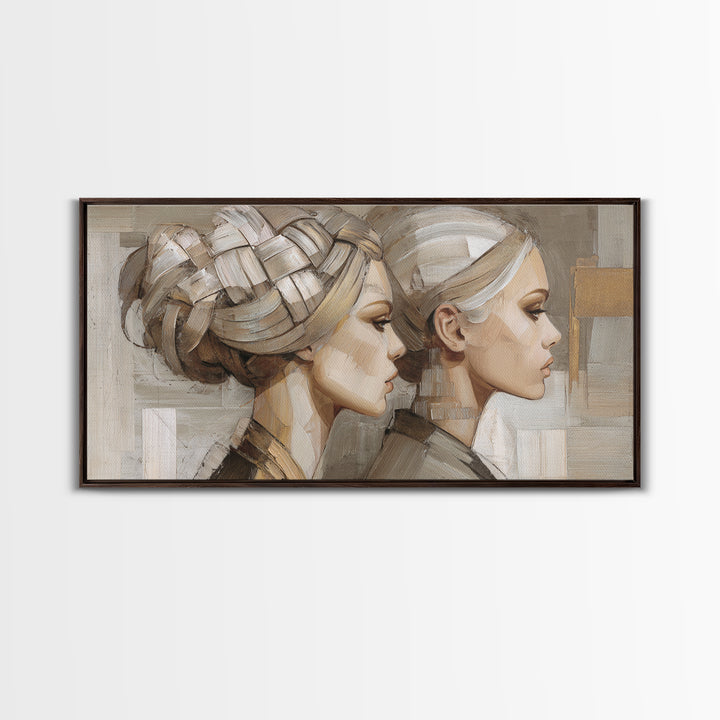 Braided Hairstyle Study Framed Canvas Print, Hair Salon Art, African American Art, Living Room Decor, Fine Art, Style, HSA-2x1-55