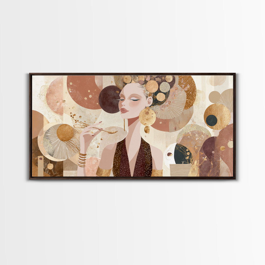 Colorful Fashion Illustration of a Stylish Woman Canvas Print, Hair Salon Art, Living Room Decor, Oil Painting, Style, HSA-2x1-57