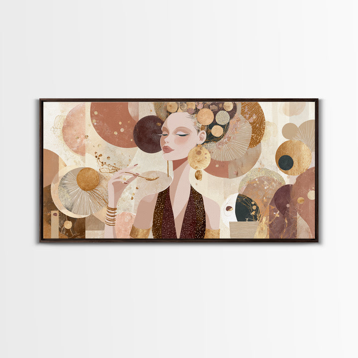 Colorful Fashion Illustration of a Stylish Woman Canvas Print, Hair Salon Art, Living Room Decor, Oil Painting, Style, HSA-2x1-57
