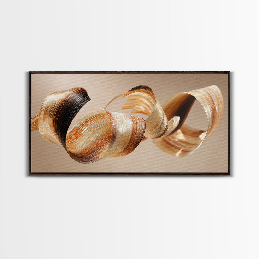 Hair Strands Turning into Abstract Ribbons Framed Canvas Print, Hair Salon Art, Art Print, Living Room Decor, Fine Art, Style, HSA-2x1-65