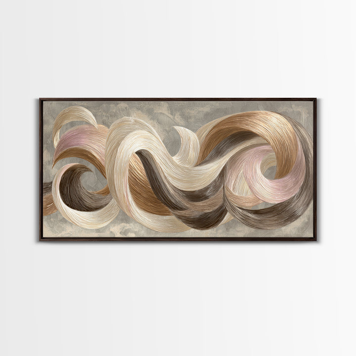 Abstract Hair Strands Forming Elegant Waves Canvas Print, Hair Salon Art, Afrocentric Art, Living Room Decor, Fine Art, Style, HSA-2x1-71