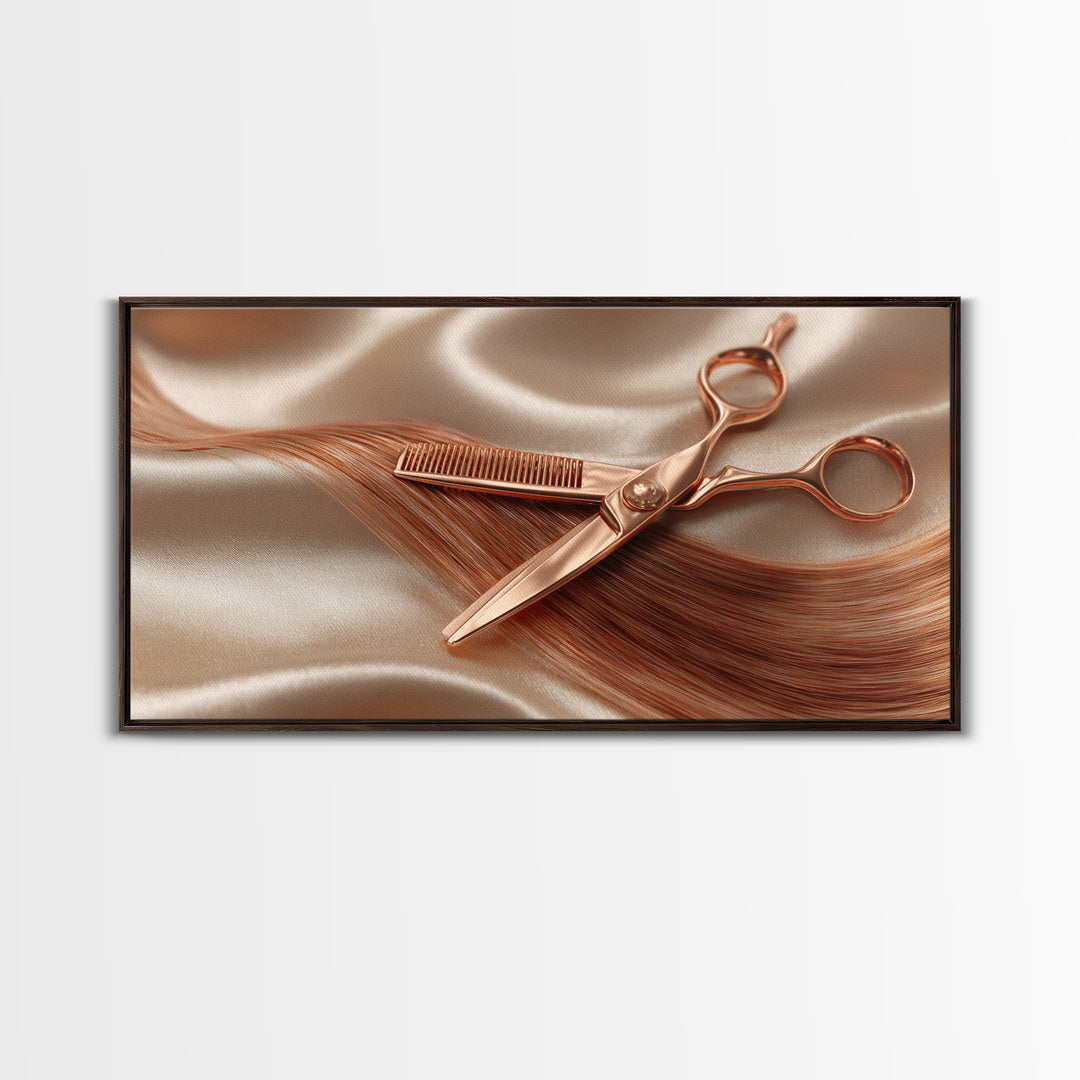 Rose Gold Salon Tool Still Life Canvas Print, Hair Salon Art, Wall Art, Living Room Decor, Fine Art, Style, Minimalist Wall Art, HSA-2x1-82