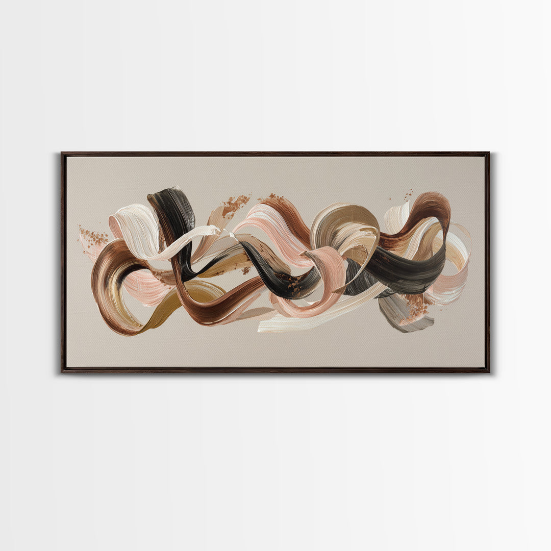 Hair Strands Turning into Abstract Ribbons Canvas Print, Hair Salon Art, Black Wall Art, Living Room Decor, Fine Art, Style, HSA-2x1-89