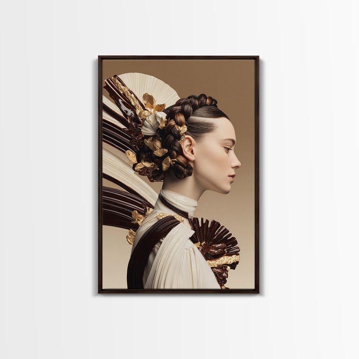 Braided Hairstyle Study Framed Canvas Print, Hair Salon Art, Gallery Decor, Living Room Decor, Fine Art, Style, Wall Art, HSA-2x3-19