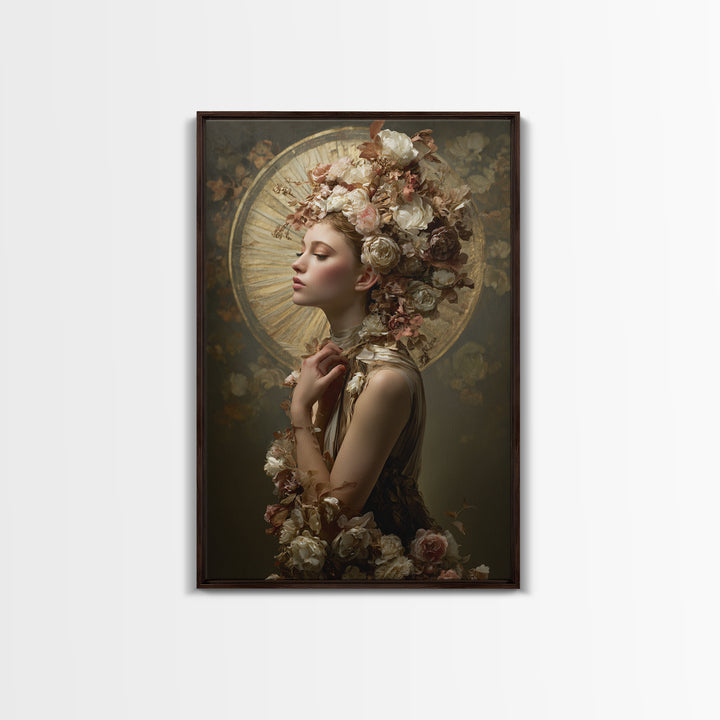 Botanical Hairstyle Portrait Framed Canvas Print, Hair Salon Art, Wall Art, Living Room Decor, Style, Minimalist Wall Art, HSA-2x3-38