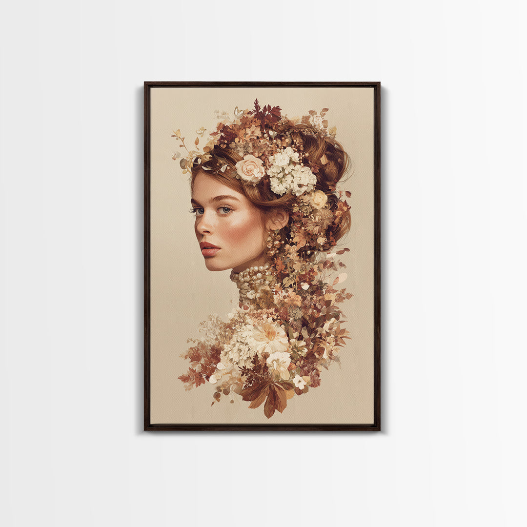 Botanical Hairstyle Portrait Canvas Print, Hair Salon Art, Digital Art, Living Room Decor, Style, Digital Download Art, HSA-2x3-86