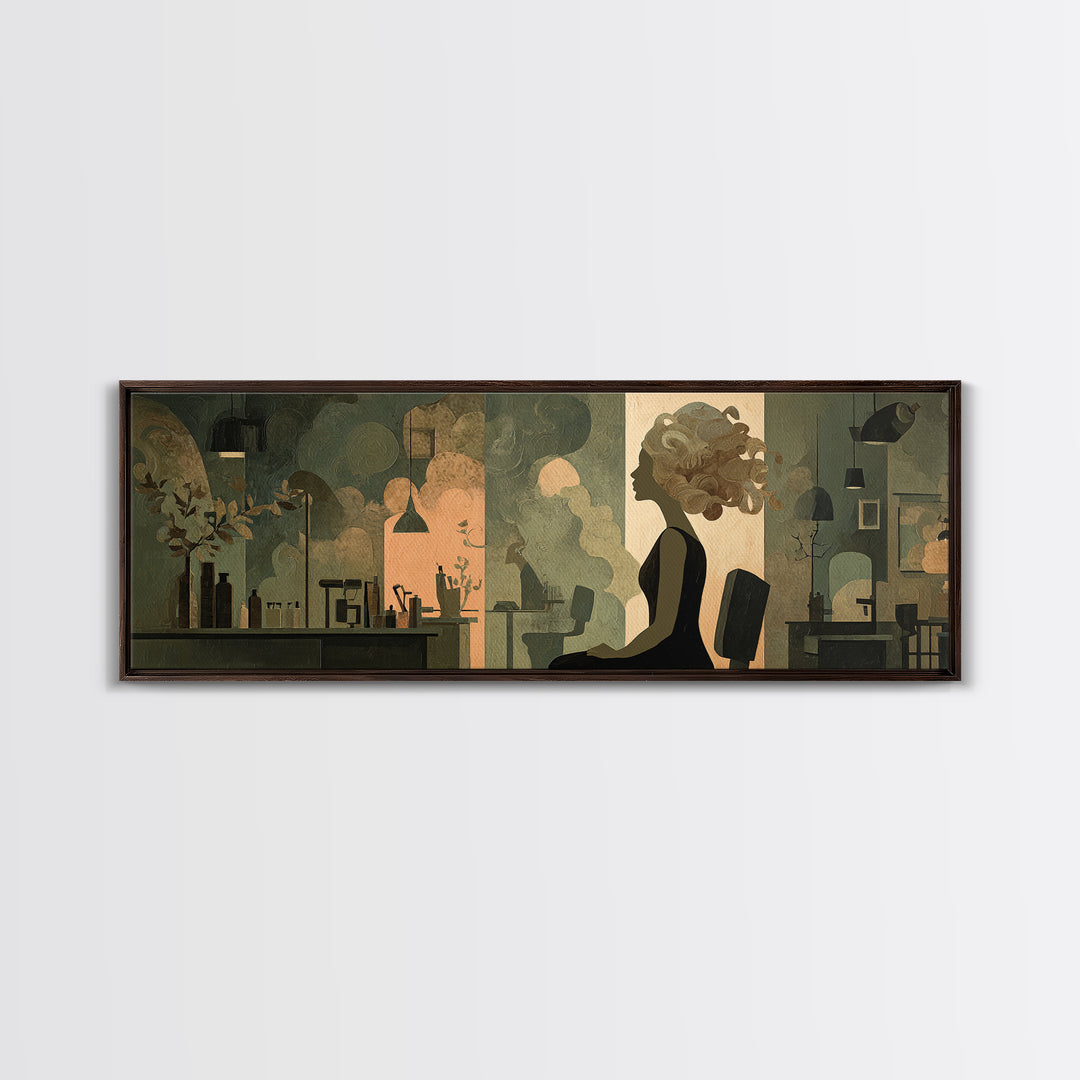 Copper Hair Silhouette Framed Canvas Print, Hair Salon Art, Art Print, Living Room Decor, Fine Art, Style, Black Owned Art, HSA-3x1-2