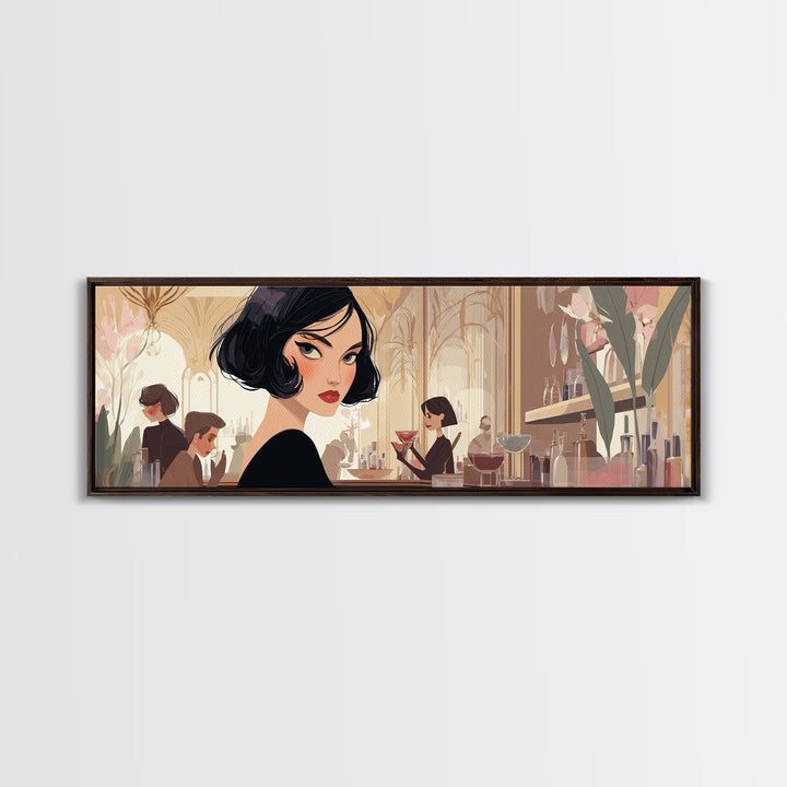 Woman with Dramatic Bob Haircut in Art Canvas Print, Hair Salon Art, Salon Sign, Living Room Decor, Style, Luxury Decor, HSA-3x1-20
