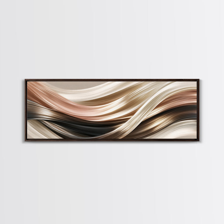 Hair Strands Turning into Abstract Ribbons Framed Canvas Print, Hair Salon Art, Black Woman Art, Living Room Decor, HSA-3x1-37