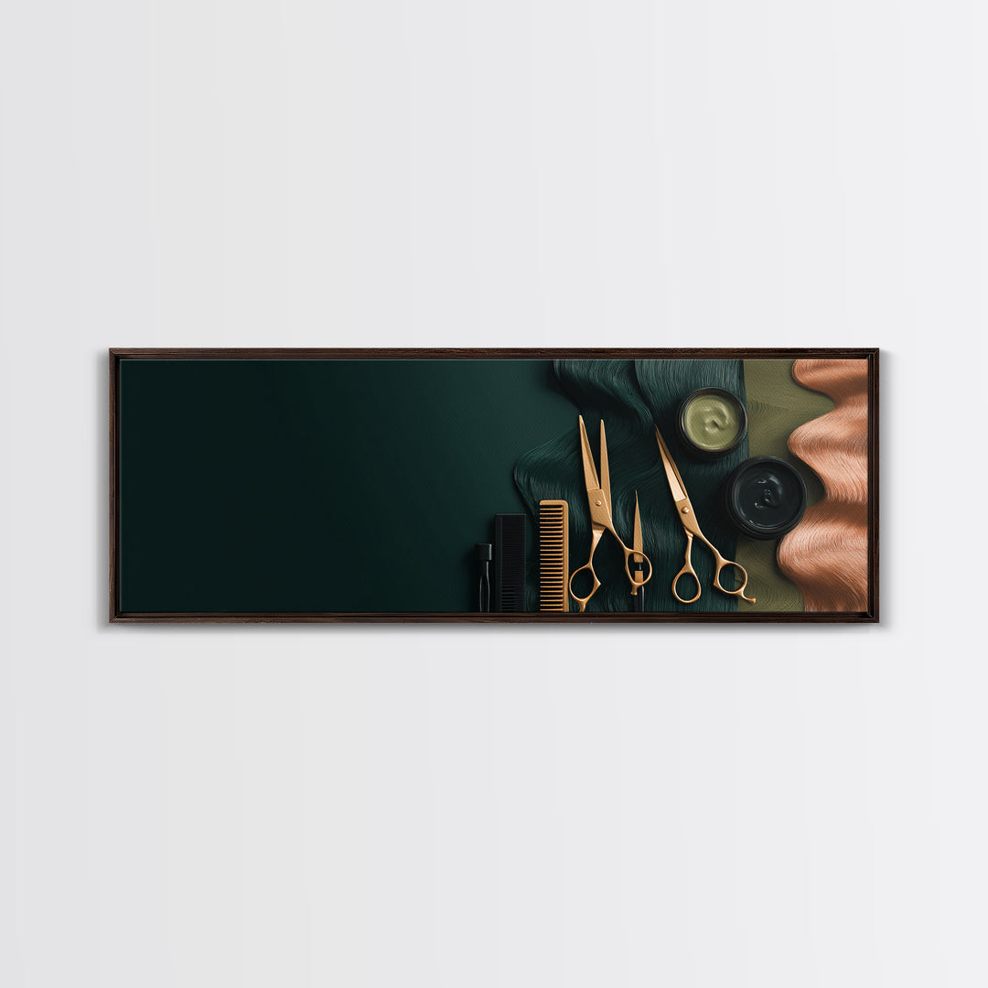 Copper Hair Silhouette Canvas Print, Hair Salon Art, Black Wall Art, Living Room Decor, Watercolor Art, Style, Afrocentric Art, HSA-3x1-50