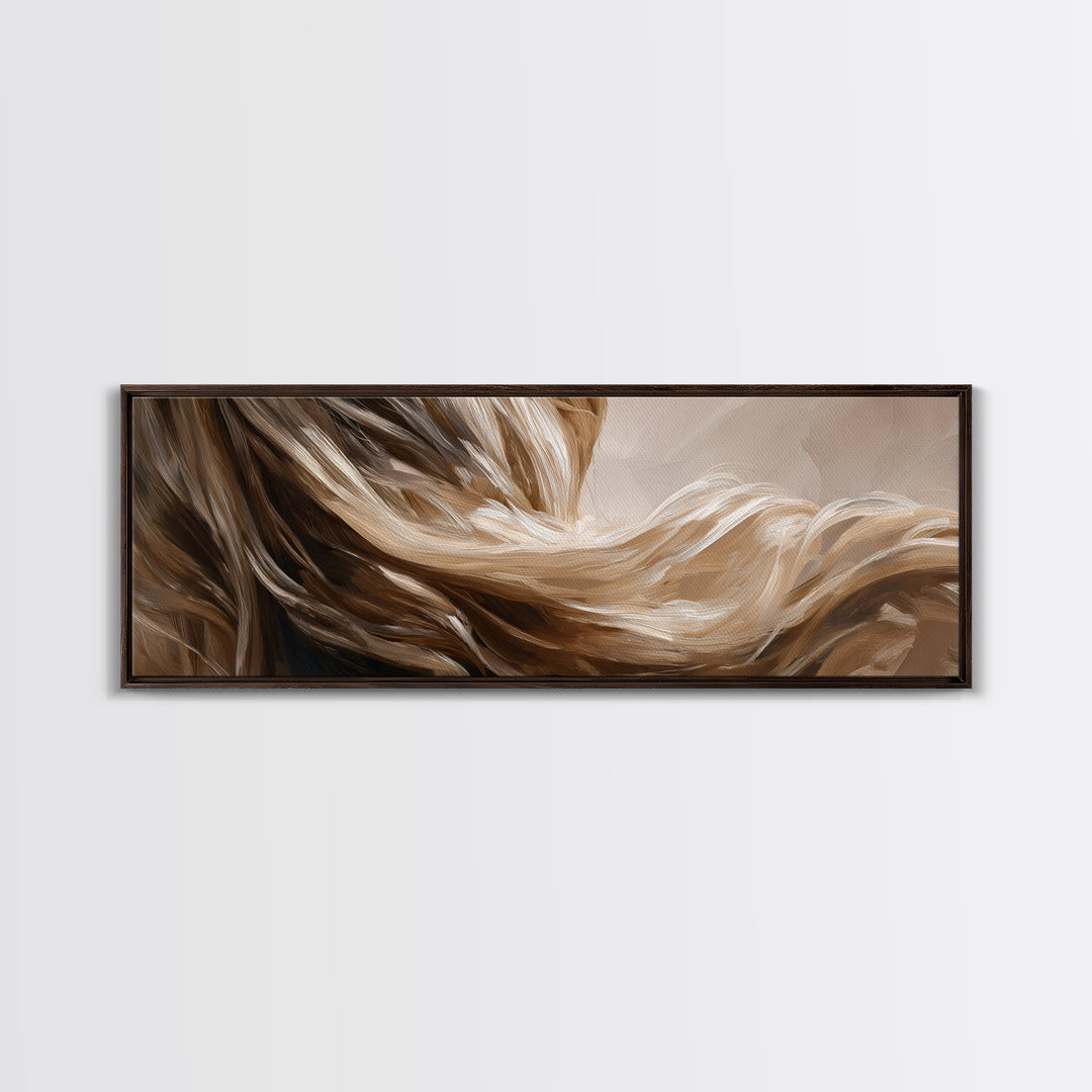 Blonde Waves Painted Framed Canvas Print, Hair Salon Art, Textured Painting, Living Room Decor, Fine Art, Style, Black Art, HSA-3x1-56