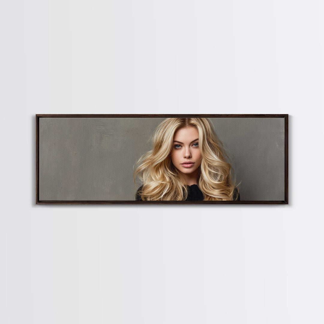 Blonde Waves Painted Canvas Print, Hair Salon Art, Afrocentric Art, Living Room Decor, Fine Art, Style, Statement Artwork, HSA-3x1-8
