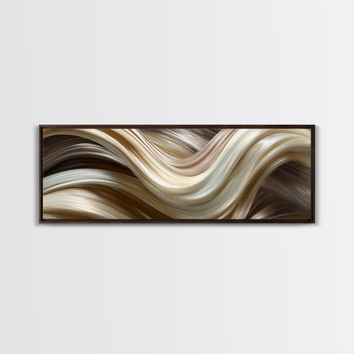 Abstract Hair Strands Forming Elegant Waves Canvas Print, Hair Salon Art, Room Decor, Living Room Decor, Abstract Art, Style, HSA-3x1-91