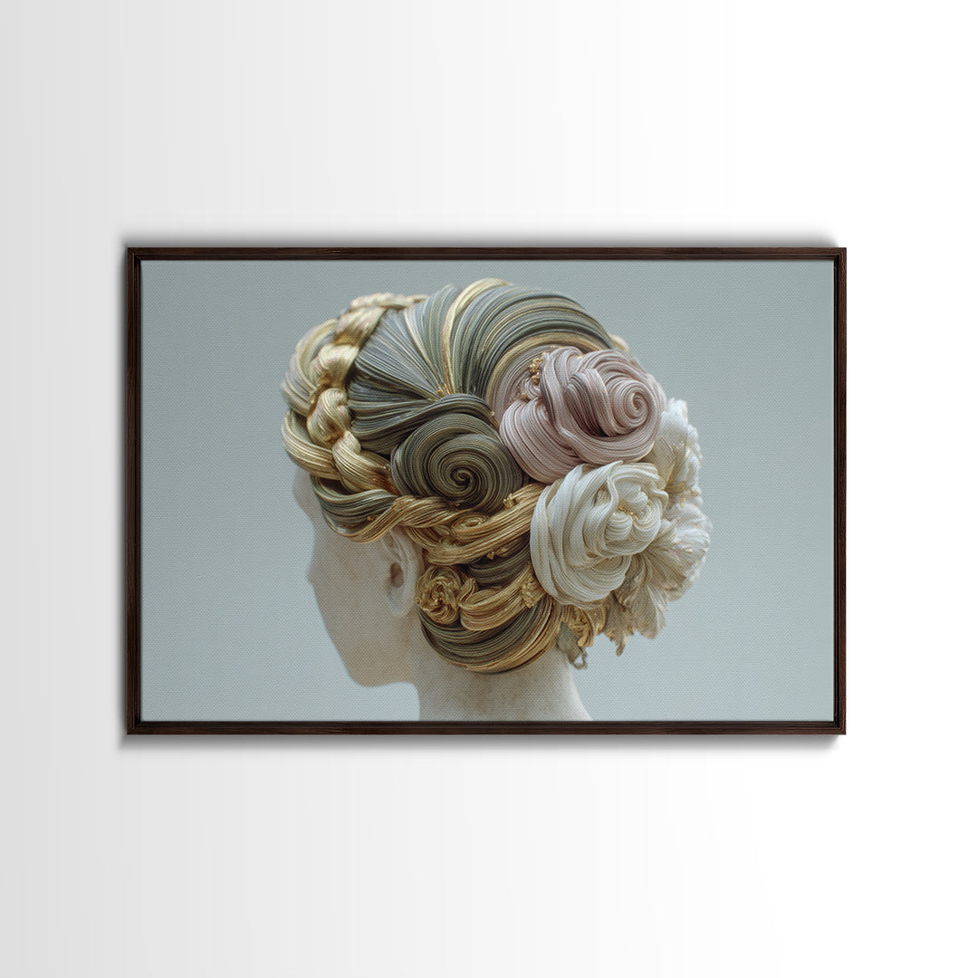 Braided Hairstyle Study Framed Canvas Print, Hair Salon Art, Black Art, Living Room Decor, Fine Art, Style, Black Girl Art, HSA-3x2-15