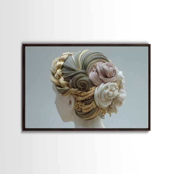 Braided Hairstyle Study Framed Canvas Print, Hair Salon Art, Black Art, Living Room Decor, Fine Art, Style, Black Girl Art, HSA-3x2-15