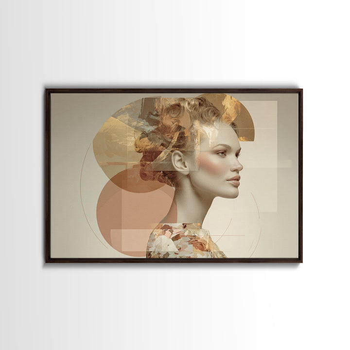 Mod 1960s Beauty Portrait Framed Canvas Print, Hair Salon Art, Black Woman Art, Living Room Decor, Style, Hairdresser Gifts, HSA-3x2-23