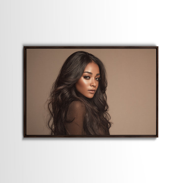 Glamour Face Portrait Framed Canvas Print, Hair Salon Art, Digital Download Art, Living Room Decor, Fine Art, Style, Home Decor, HSA-3x2-36