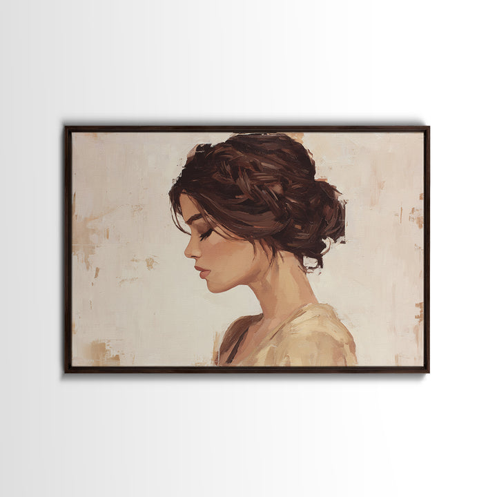 Braided Hairstyle Study Framed Canvas Print, Hair Salon Art, Gallery Decor, Living Room Decor, Fine Art, Style, Wall Art, HSA-3x2-39