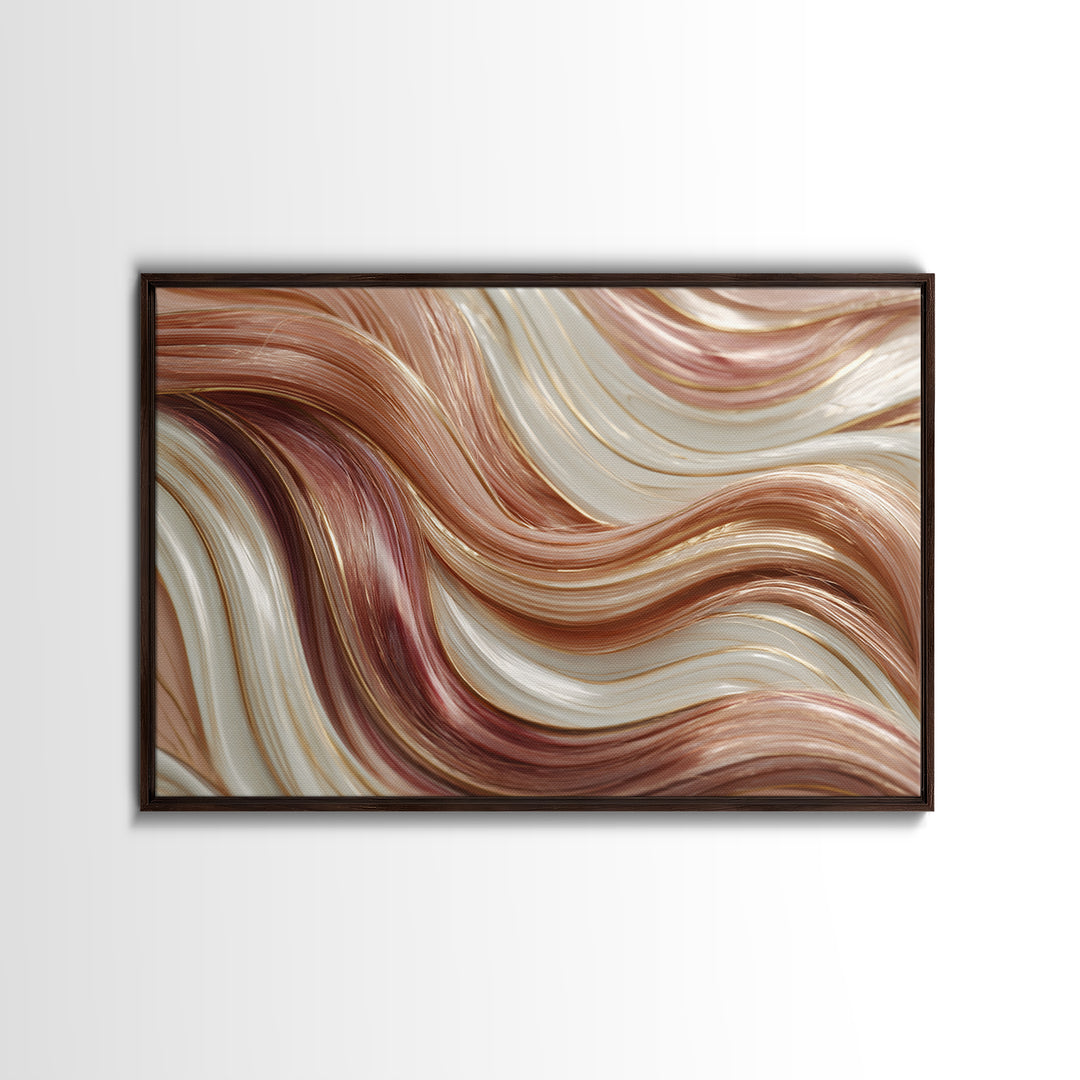 Abstract Hair Strands Forming Elegant Waves Framed Canvas Print, Hair Salon Art, Living Room Decor, Abstract Art, Style, HSA-3x2-55