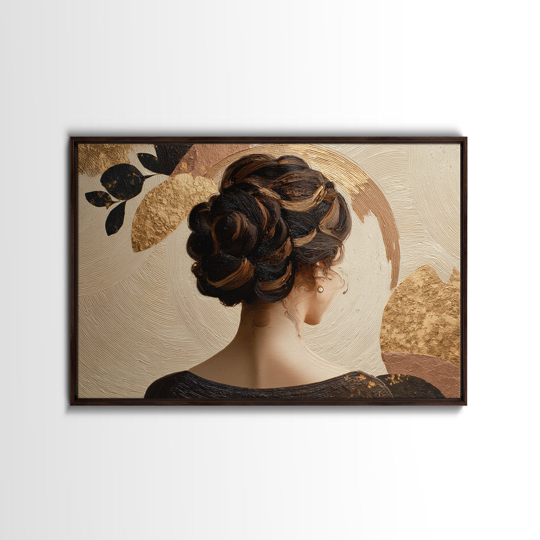 Braided Hairstyle Study Framed Canvas Print, Hair Salon Art, Black Wall Art, Living Room Decor, Style, Afrocentric Art, HSA-3x2-63