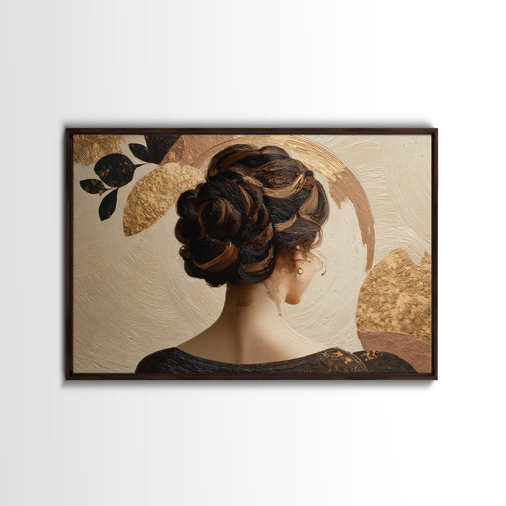 Braided Hairstyle Study Framed Canvas Print, Hair Salon Art, Black Wall Art, Living Room Decor, Style, Afrocentric Art, HSA-3x2-63