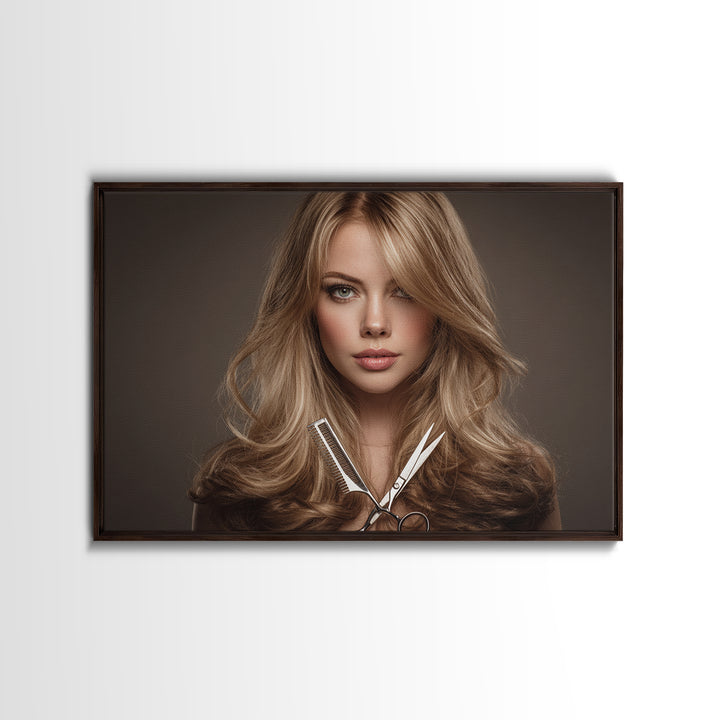 Glamour Face Portrait Canvas Print, Hair Salon Art, Statement Artwork, Living Room Decor, Fine Art, Style, Digital Prints, HSA-3x2-84