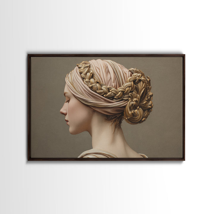 Braided Hairstyle Study Framed Canvas Print, Hair Salon Art, Modern Decor, Living Room Decor, Fine Art, Style, Wall Decor, HSA-3x2-87