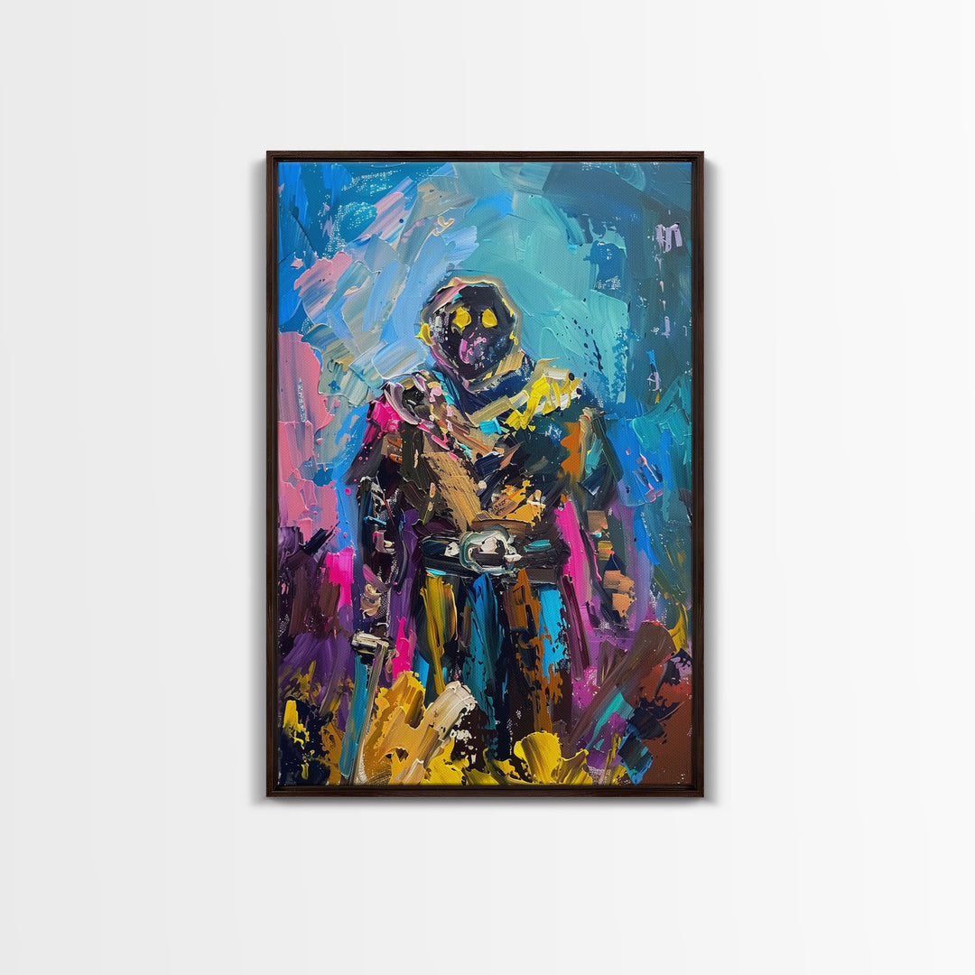 Colorful Abstract Skeleton Warrior - Unique Skeleton Art - Halloween Skeleton Print - Spooky Warrior Skeleton Decor