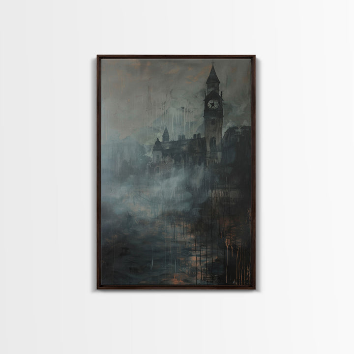 Haunted Gothic Castle, Halloween Art Print, Spooky Home Decor, Framed Canvas Print, Creepy Art, Halloween Wall Decor, Seasonal Wall Art