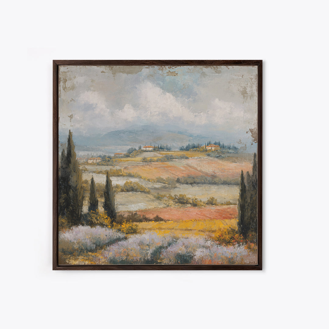 Sunset over Lavender Field Canvas Print, Impressionist Art, Landscape Wall Art, Living Room Decor, Fine Art, Impression, IMP-1x1-14