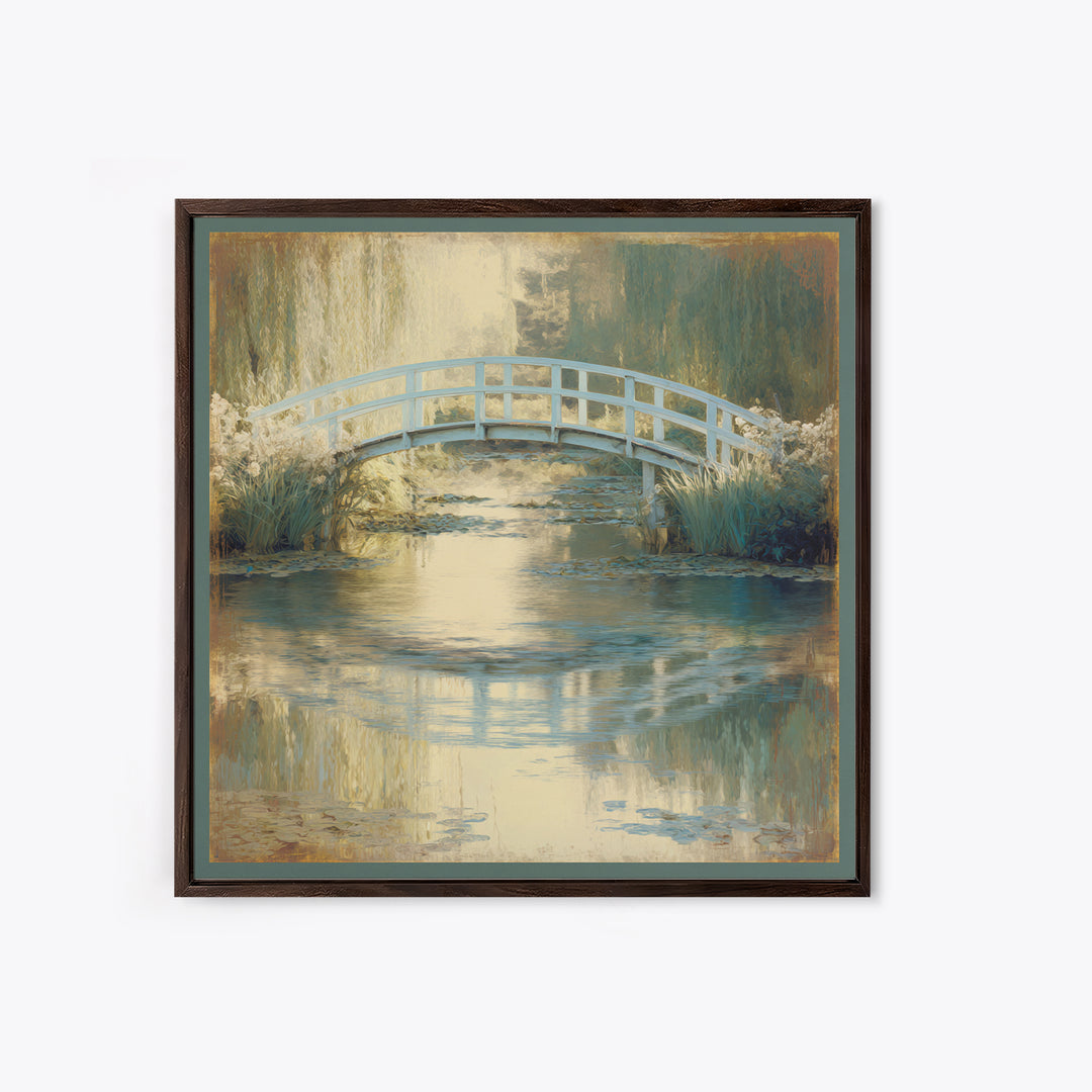 Water Garden Bridge Canvas Print, Impressionist Art, Abstract Painting, Living Room Decor, Fine Art, Impression, Modern Decor, IMP-1x1-18
