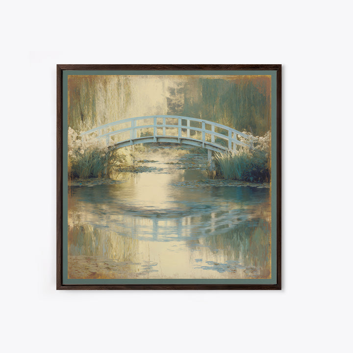 Water Garden Bridge Canvas Print, Impressionist Art, Abstract Painting, Living Room Decor, Fine Art, Impression, Modern Decor, IMP-1x1-18