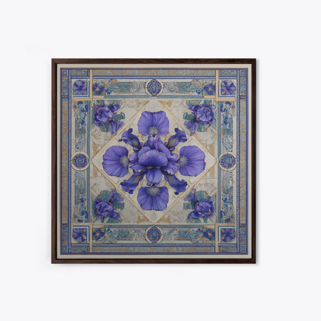 Iris Garden with Blue Violet Strokes Canvas Print, Impressionist Art, Living Room Decor, Watercolor Art, Impression, IMP-1x1-20