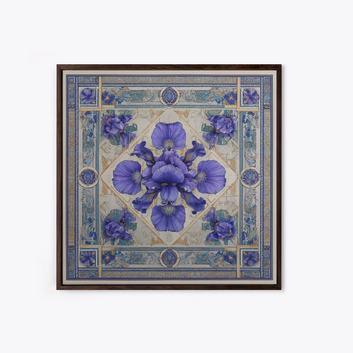 Iris Garden with Blue Violet Strokes Canvas Print, Impressionist Art, Living Room Decor, Watercolor Art, Impression, IMP-1x1-20