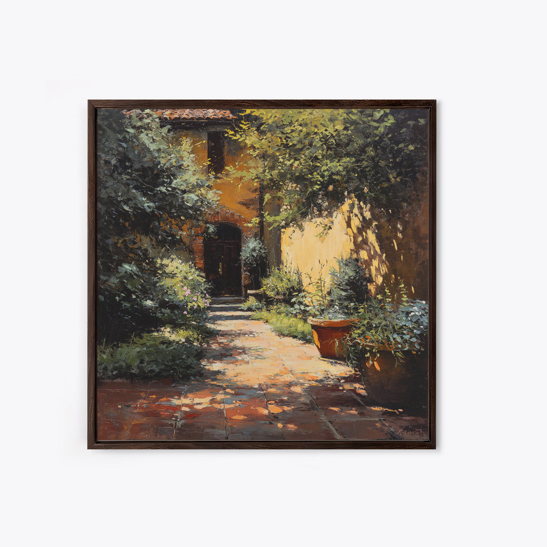 Garden Path Covered Canvas Print, Impressionist Art, Flower Print, Living Room Decor, Watercolor Art, Impression, IMP-1x1-26
