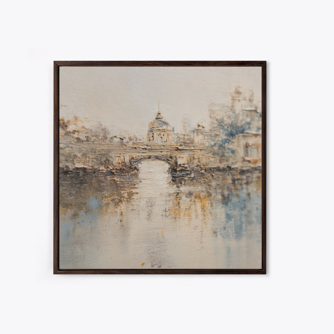 Paris Bridge Reflected Canvas Print, Impressionist Art, Living Room Wall Art, Living Room Decor, Fine Art, Impression, IMP-1x1-31