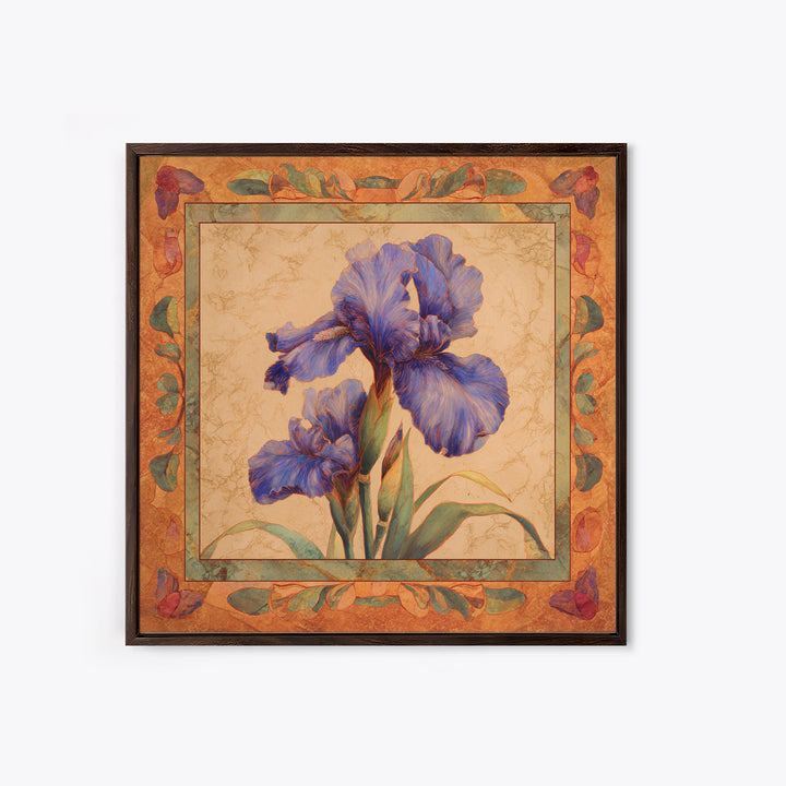 Iris Garden with Blue Violet Strokes Framed Canvas Print, Impressionist Art, Textured Wall Art, Living Room Decor, Impression, IMP-1x1-44