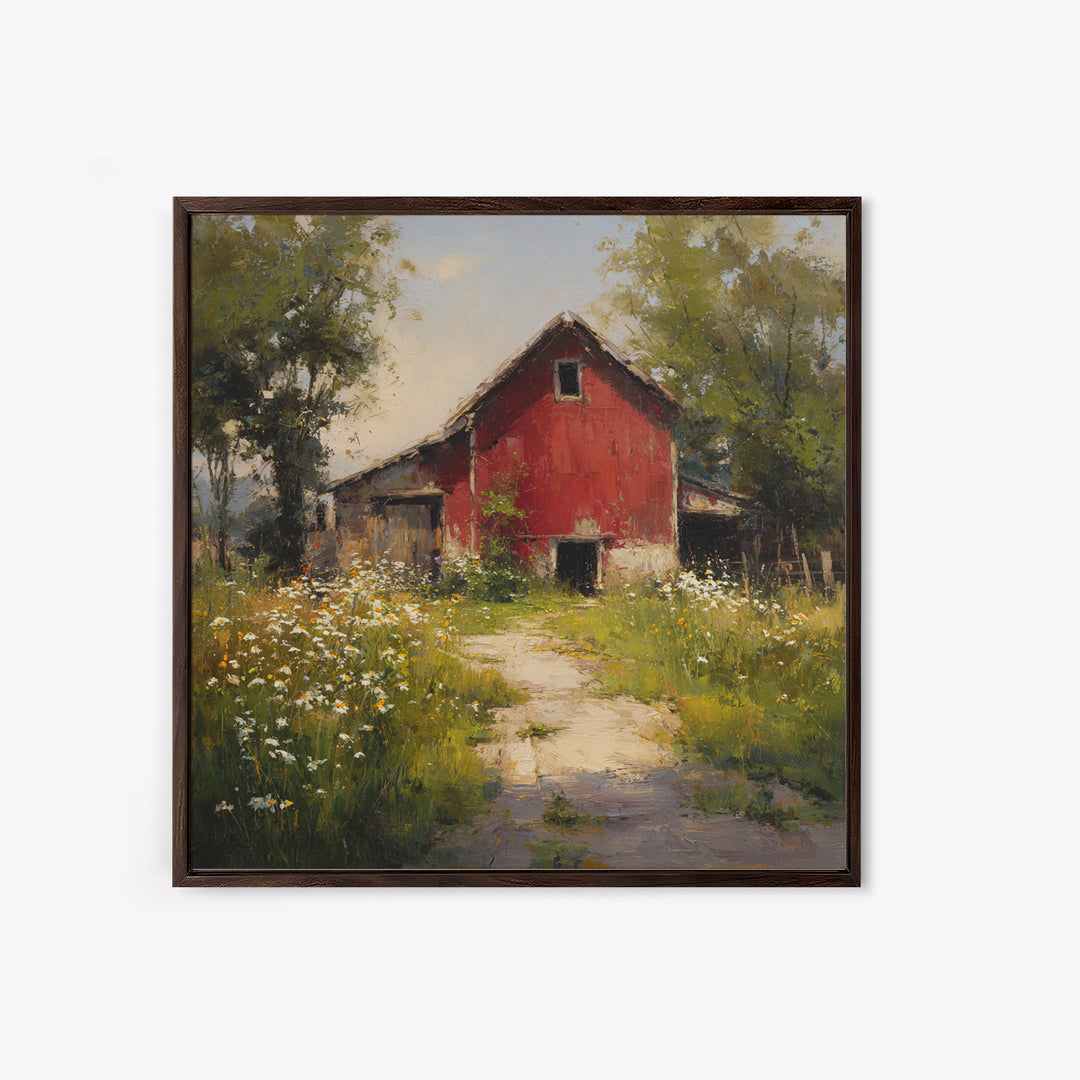 Country Lane with Flickering Sunlight Framed Canvas Print, Impressionist Art, Colorful Wall Art, Living Room Decor, Impression, IMP-1x1-46