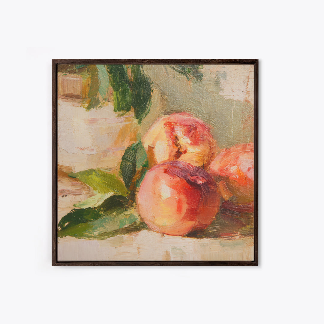 Still Life of Peaches Framed Canvas Print, Impressionist Art, Modern Wall Art, Living Room Decor, Fine Art, Impression, IMP-1x1-47