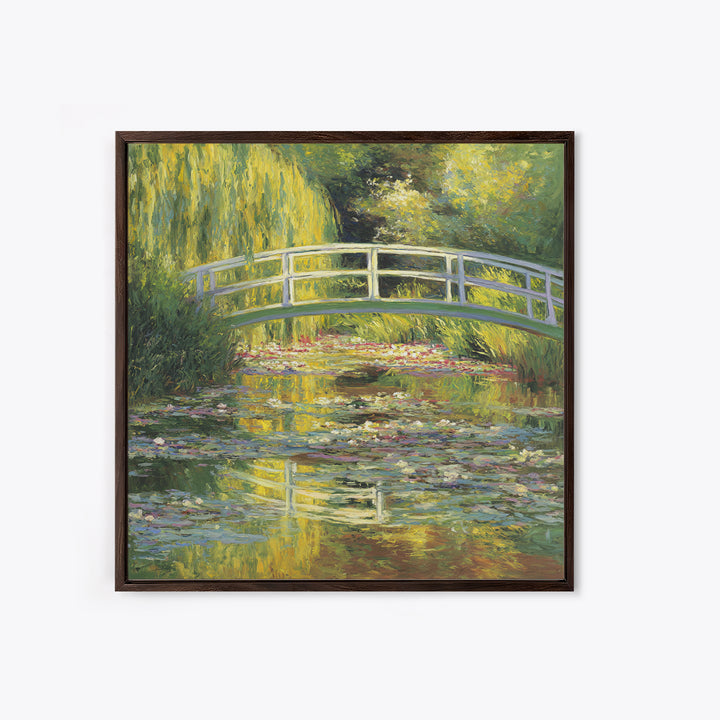 Water Garden Bridge Framed Canvas Print, Impressionist Art, Landscape Art, Living Room Decor, Fine Art, Impression, IMP-1x1-66