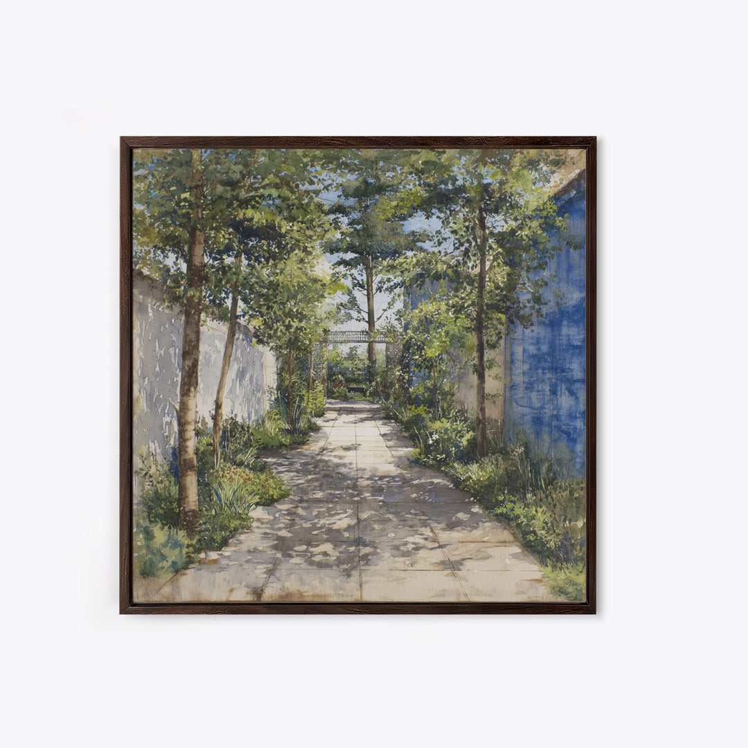 Garden Path Covered Framed Canvas Print, Impressionist Art, Fine Art Print, Living Room Decor, Watercolor Art, Impression, IMP-1x1-74