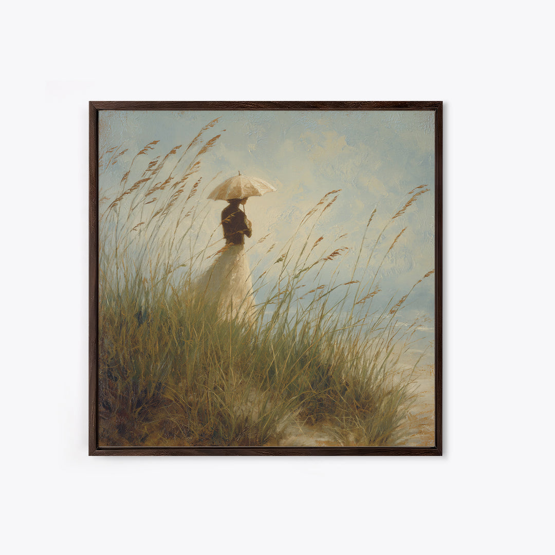 Woman with Parasol in Breezy Meadow Canvas Print, Impressionist Art, Statement Artwork, Living Room Decor, Fine Art, Impression, IMP-1x1-75