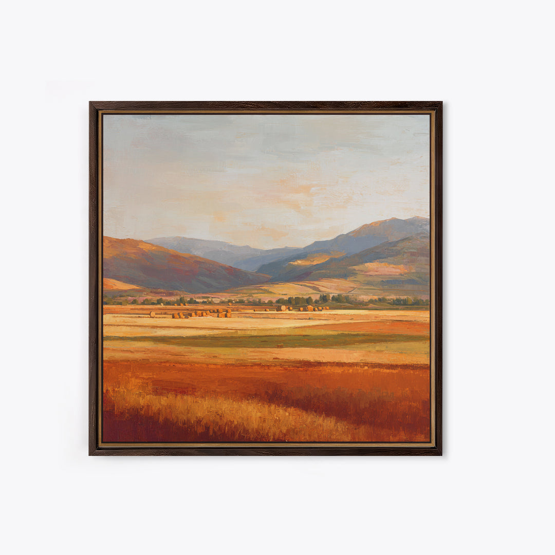 Haystacks Glowing at Golden Hour Canvas Print, Impressionist Art, Gallery Wall Art, Living Room Decor, Fine Art, Impression, IMP-1x1-76