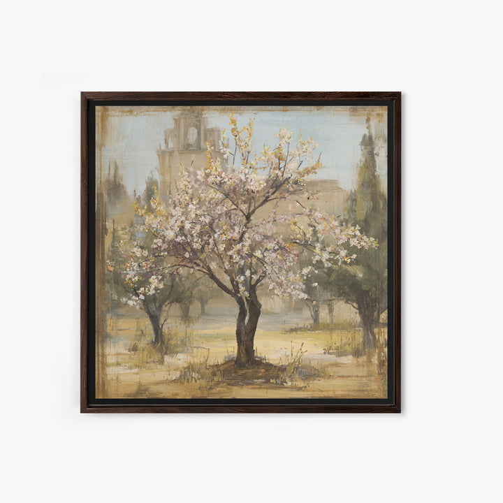 Spring Orchard with Blossoming Trees Framed Canvas Print, Impressionist Art, Statement Artwork, Living Room Decor, Impression, IMP-1x1-78