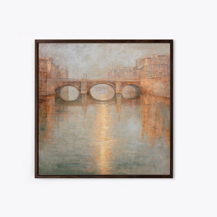 Paris Bridge Reflected Framed Canvas Print, Impressionist Art, Boho Decor, Living Room Decor, Oil Painting, Impression, IMP-1x1-79