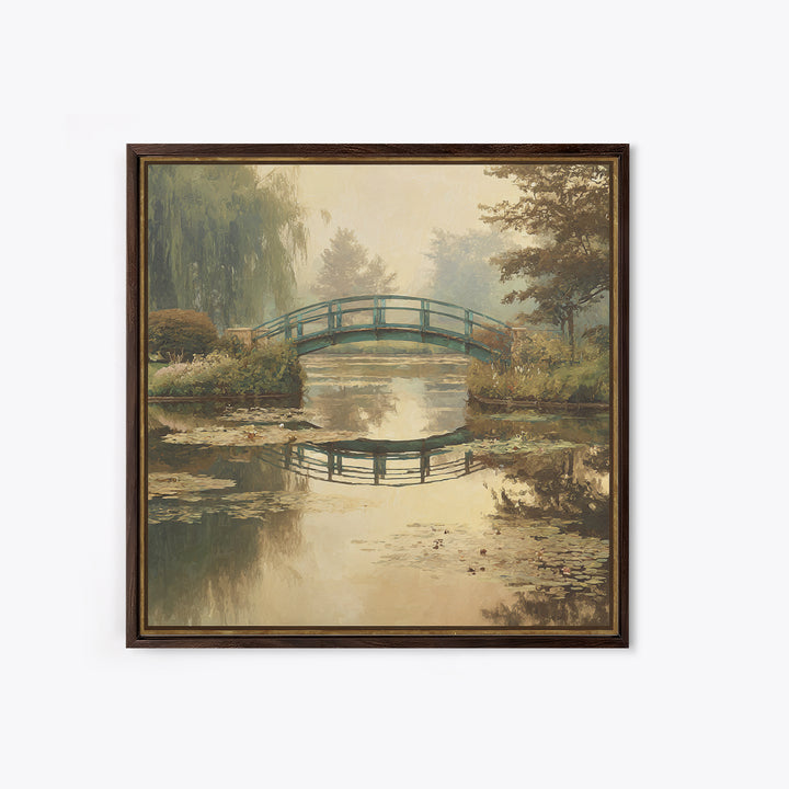 Water Garden Bridge Canvas Print, Impressionist Art, Neutral Decor, Living Room Decor, Oil Painting, Impression, Home Decor, IMP-1x1-90